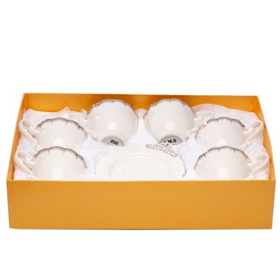 Set 6 cesti din portelan cu farfurii 'Simplicity'