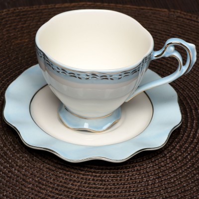 Set 6 cesti din portelan cu farfurii 'Light Blue'