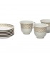 Set 6 cesti din portelan cu farfurii 'White & gold' IV