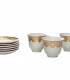 Set 6 cesti din portelan cu farfurii 'White & gold' V